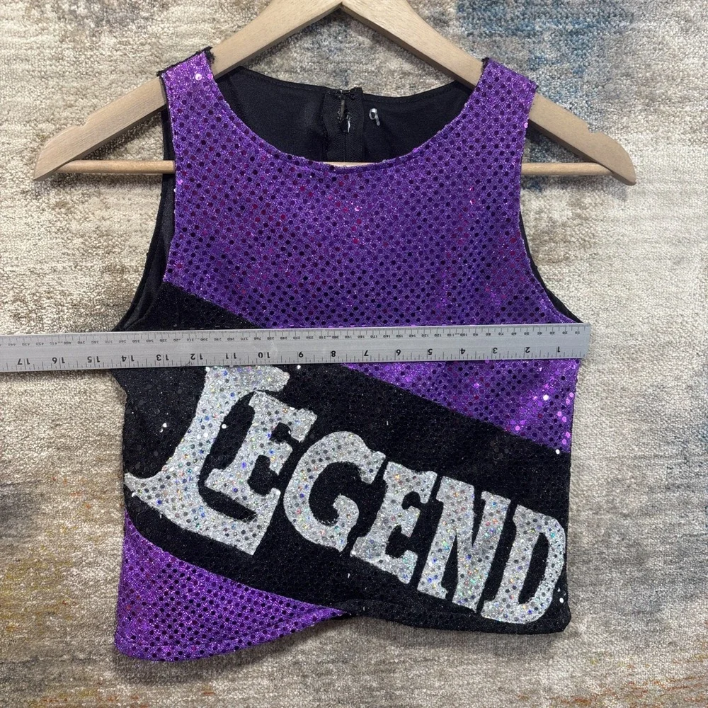 Dodge City Legends Cheer Uniform Girls Size 9 Purple Sequin Halloween Costume